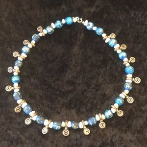 handmade clay bead and pearl necklace